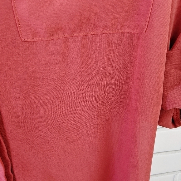 Forever 21 Watermelon /Orange Sheer Button Down Womens Small - Picture 6 of 9